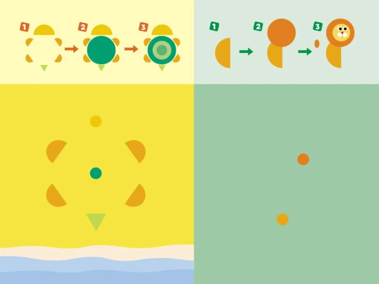 Склади картинку з наліпок. Рівень 1