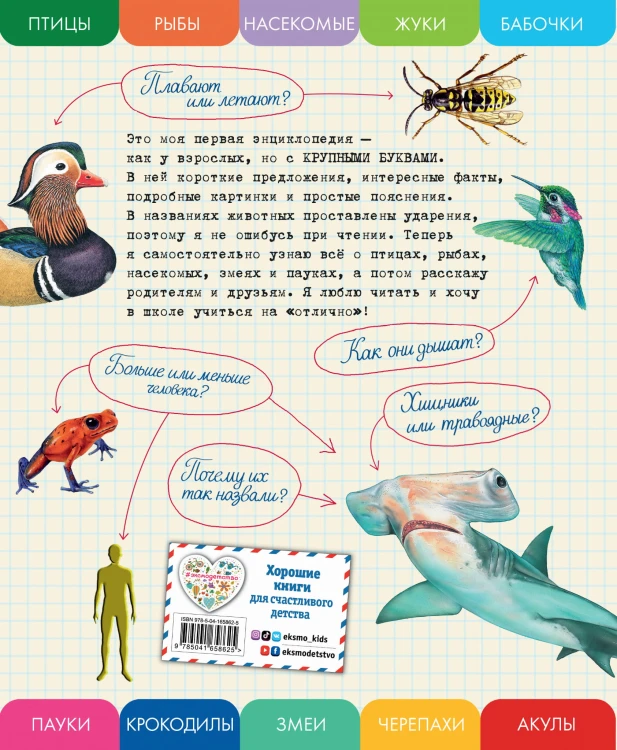 Все насекомые, птицы, рыбы с крупными буквами