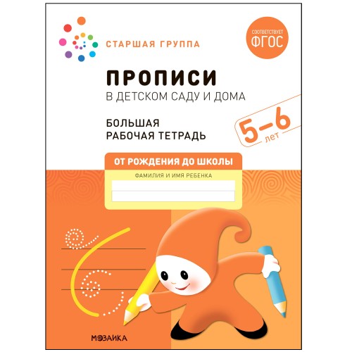 Большая рабочая тетрадь. Прописи в детском саду и дома. 5-6 лет. ФГОС