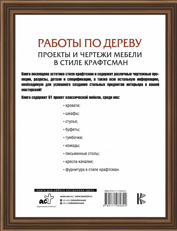 Работы по дереву. Проекты и чертежи мебели в стиле крафтсман