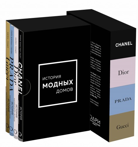 Подарочный набор. История модных Домов: Chanel, Dior, Gucci, Prada (черный) (короб)