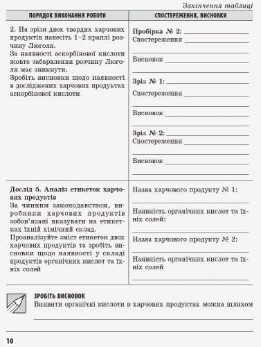 Хімія (рівень стандарту). 10 клас. Зошит для хімічних експериментів та розрахункових задач