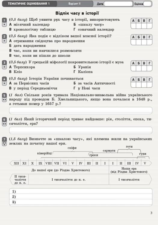 Вступ до історії. 5 клас. Зошит для оцінювання результатів навчання