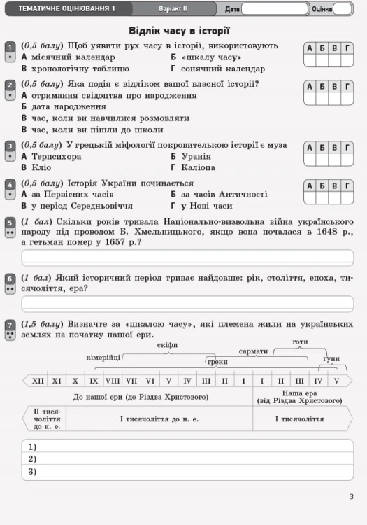 Вступ до історії. 5 клас. Зошит для оцінювання результатів навчання