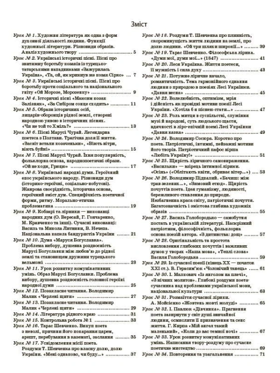 Розробки уроків. Українська література 8 клас УММ032