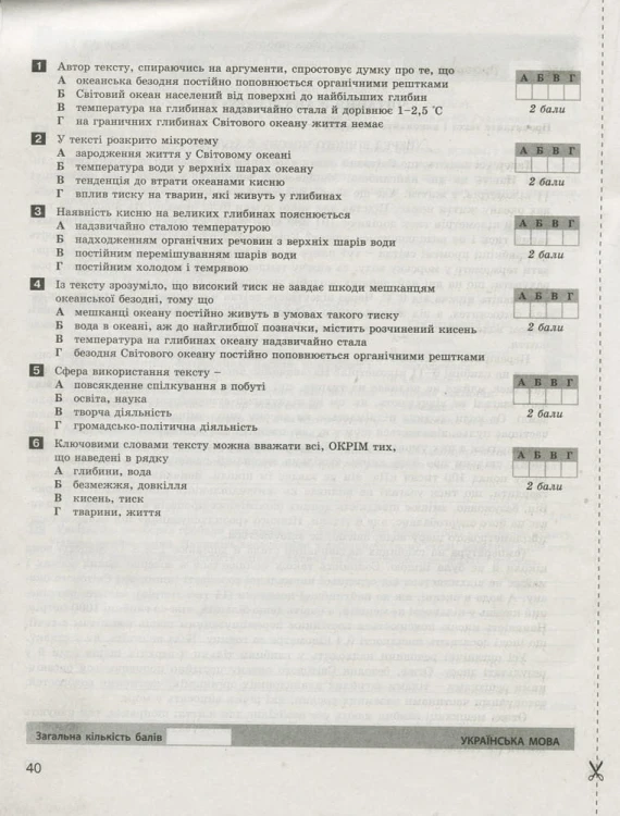Тестовий контроль результатів навчання Українська мова та література 11 кл Рівень стандарту