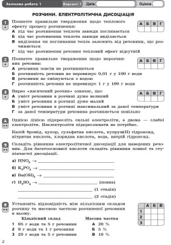 Хімія. 9 клас. Зошит для навчальних досягнень учнів