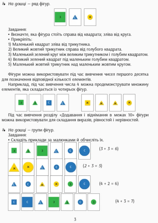 Форма. Колiр. Розмiр. Набiр фiгур на магнiтах.