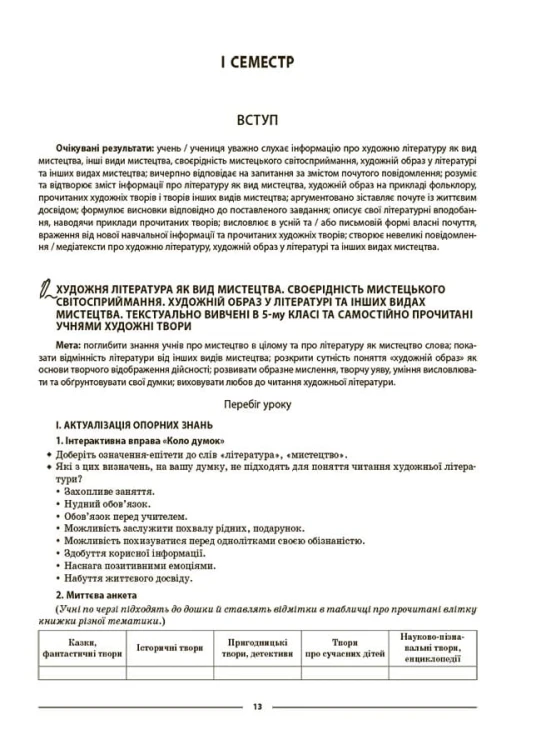 Українська література. 6 клас (автори: Яценко Т. О., Качак Т. Б. та ін.). Мій конспект. Матеріали до уроків. УМР007