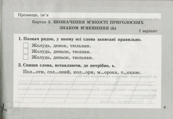 НУШ 2 клас Діагностичні картки з української мови