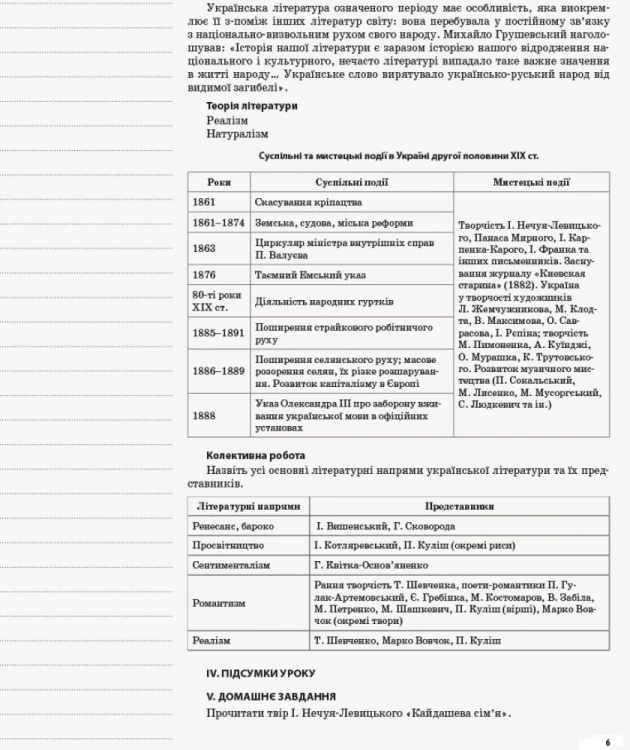 Розробки уроків. Українська література 10 клас 1 семестр УММ041