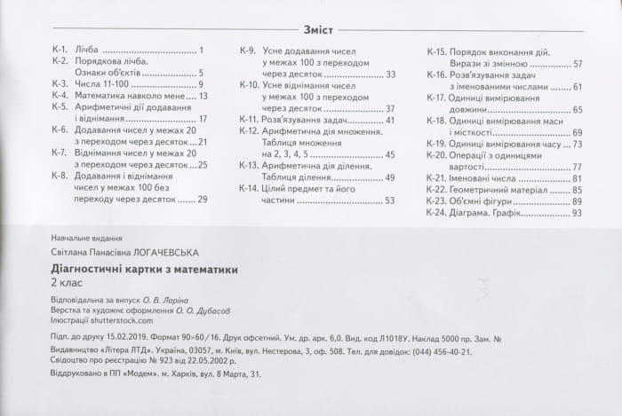 НУШ 2 клас Діагностичні картки з математики