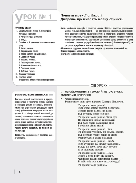 Українська мова (рівень стандарту). Розробки уроків для 11 класу ЗЗСО з навчанням українською мовою