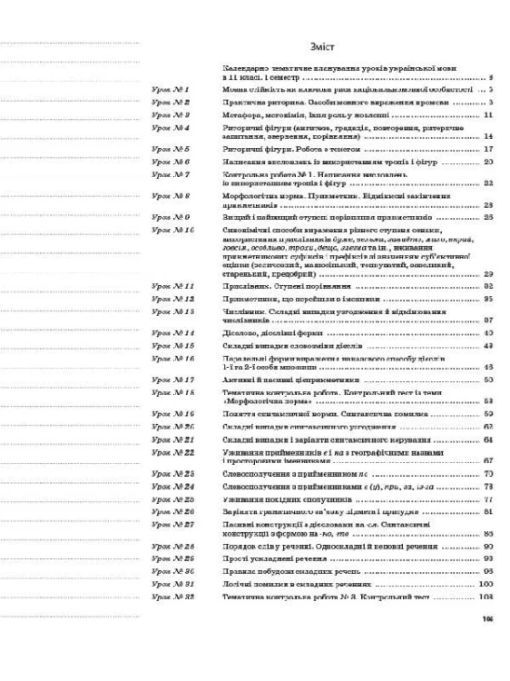 Розробки уроків. Українська мова 11 клас 1 семестр УММ059