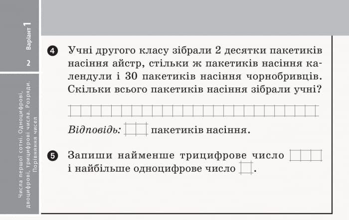 Математика. Відривні картки. 2 клас