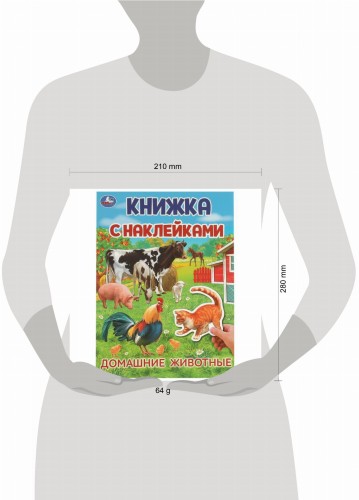 Домашние  животные. Книжка с наклейками. 210х285 мм. Скрепка. 4 стр. Умка в кор.50шт