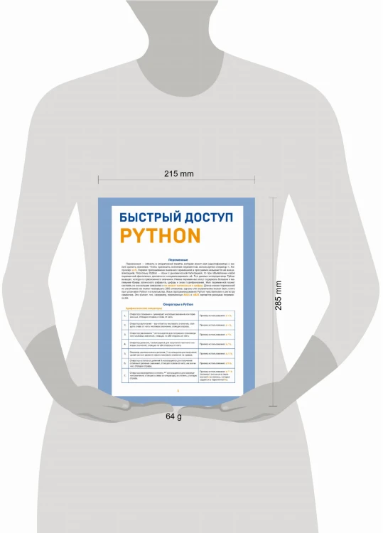 Быстрый доступ. Python: советы, функции, подсказки. Шпаргалка-буклет для начинающих (215х285 мм, 6 полос компактного буклета в европодвесе)
