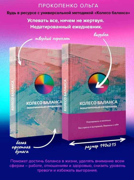 Колесо баланса. Невыгораемый ежедневник. Планировать и меняться без стресса и выгорания, бережно к себе