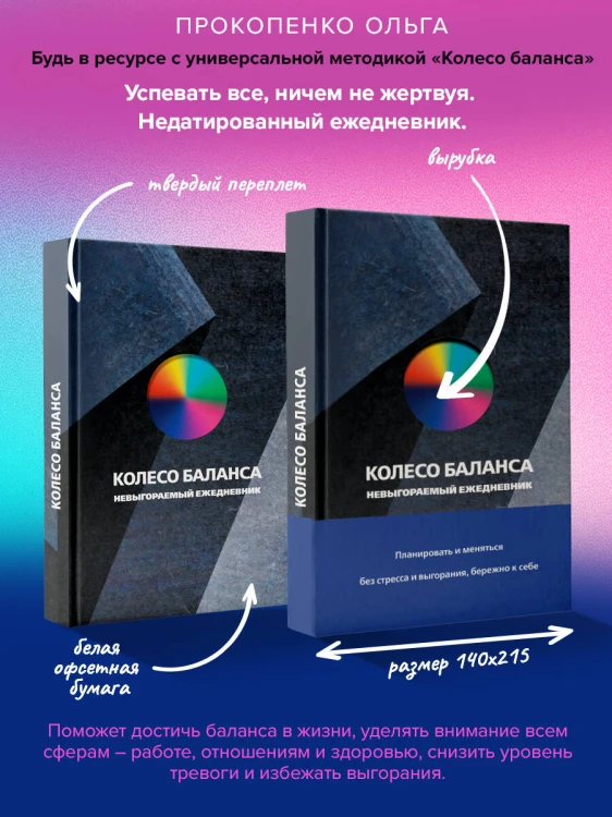 Колесо баланса. Невыгораемый ежедневник. Планировать и меняться без стресса и выгорания, бережно к себе