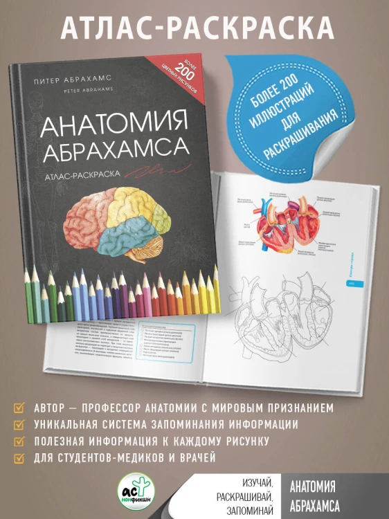 Анатомия Абрахамса. Атлас-раскраска