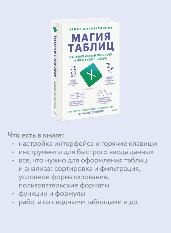 Магия таблиц. 100+ приемов ускорения работы в Excel (и немного в Google Таблицах)