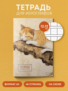 Тетрадь для иероглифов (рыжий котик)