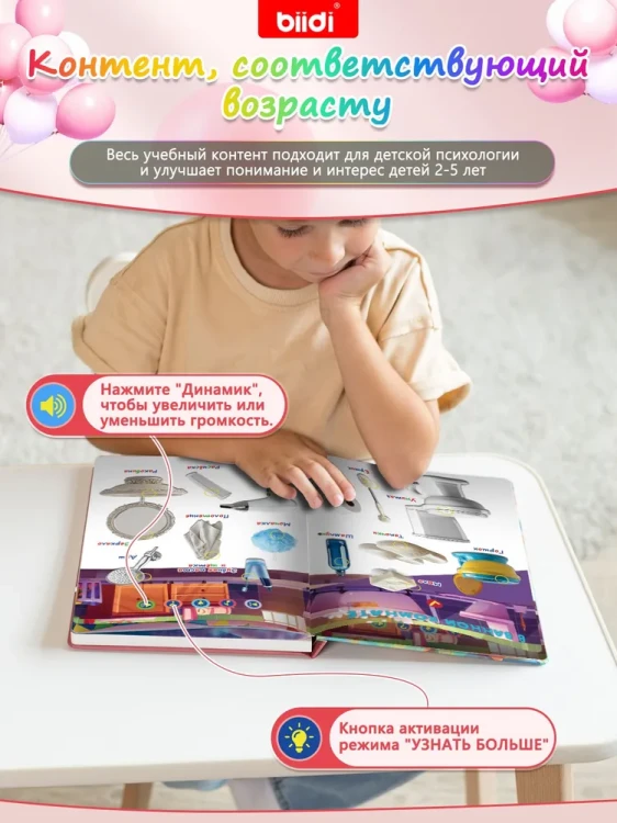 Интерактивная говорящая музыкальная книга для малышей, biidi