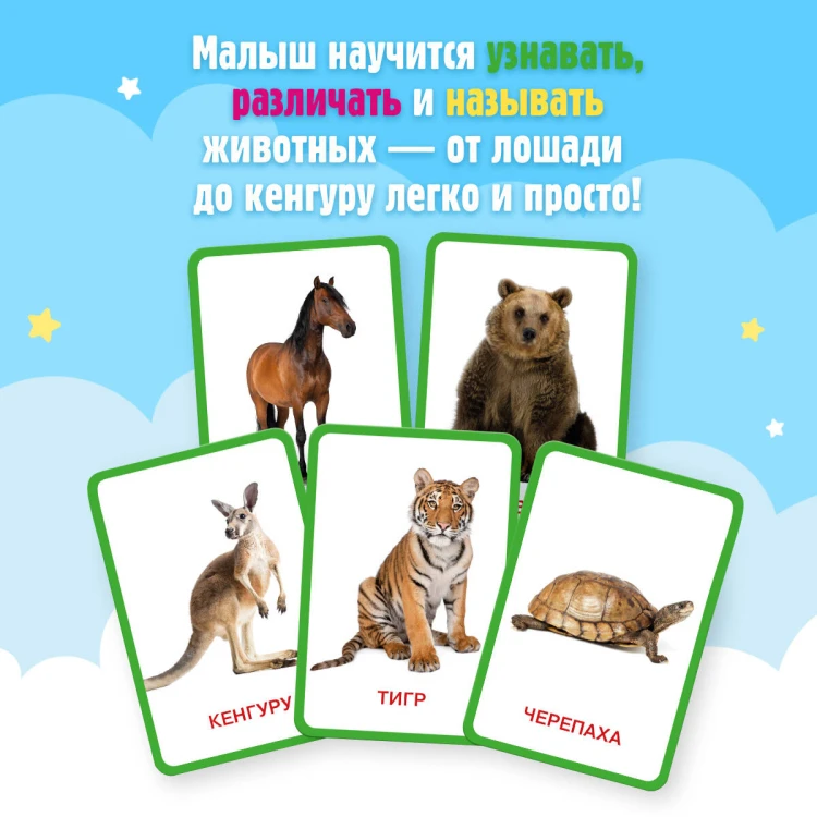 Кто это? Животные. Развивающие карточки для малышей по методике Глена Домана. БОЛЬШОЙ ФОРМАТ