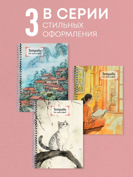 Тетрадь для иероглифов на пружине (Игривый котик)