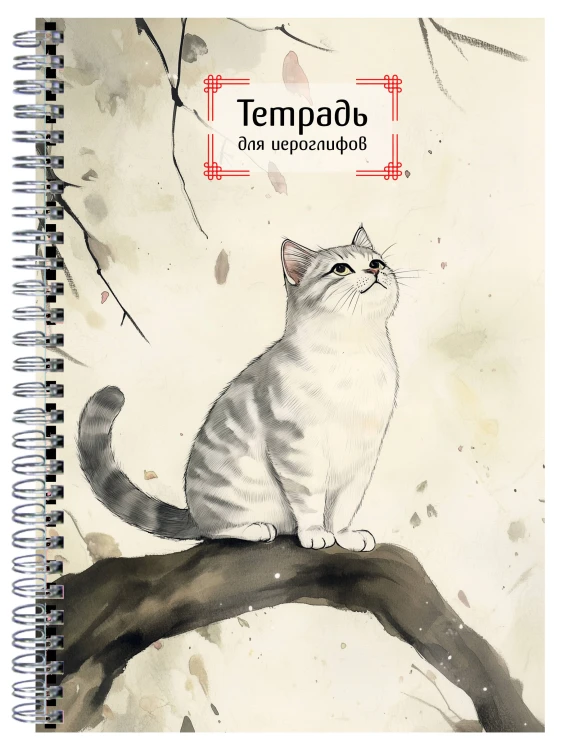 Тетрадь для иероглифов на пружине (Игривый котик)