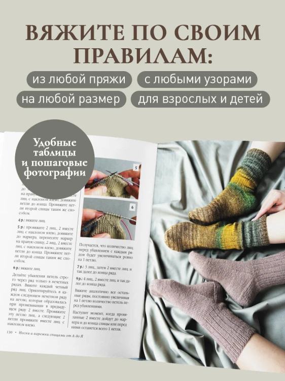 НОСКИ и ВАРЕЖКИ спицами от А до Я. Пошаговый самоучитель + конструктор моделей