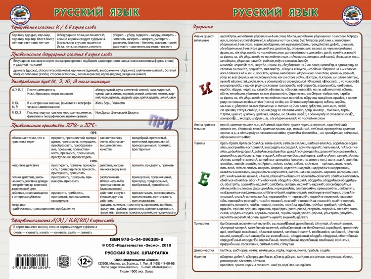 Русский язык Шпаргалка