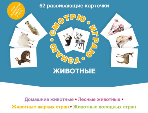 62 развивающие карточки. Животные